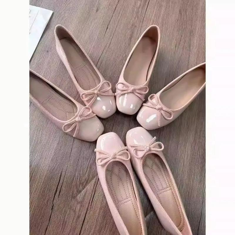 Women Shoes Size - Women Ballet Flats Square Toe Bowknot