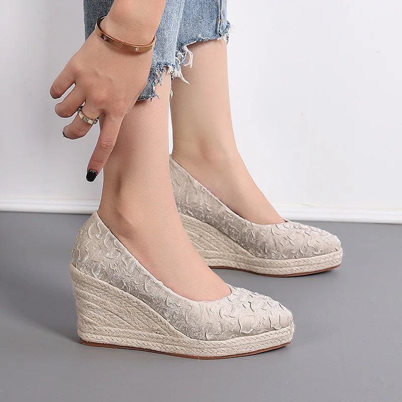 Espadrille Wedge Shoes - 8cm Size 34-42 Breathable Comfortable Floral