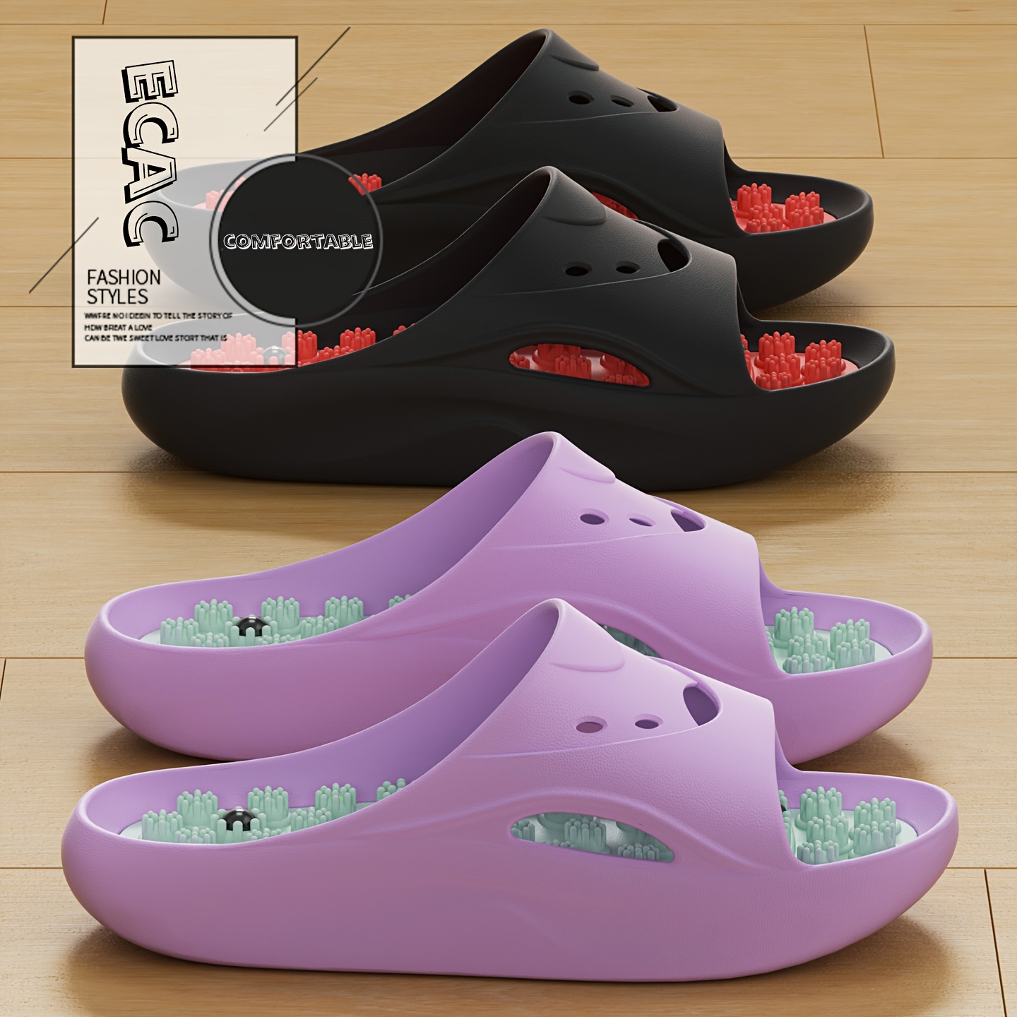 Women'S Shoes Temu - Women Men EVA Massage Slippers Thick