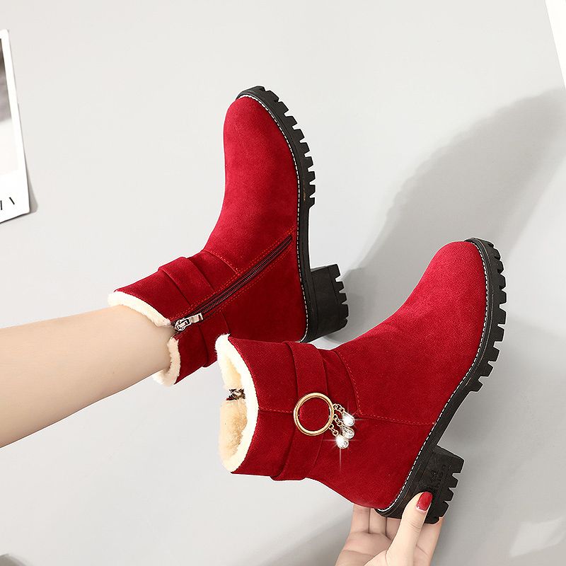 Women'S Shoes Trending 2025 - Big Red Half High Suede Tassel