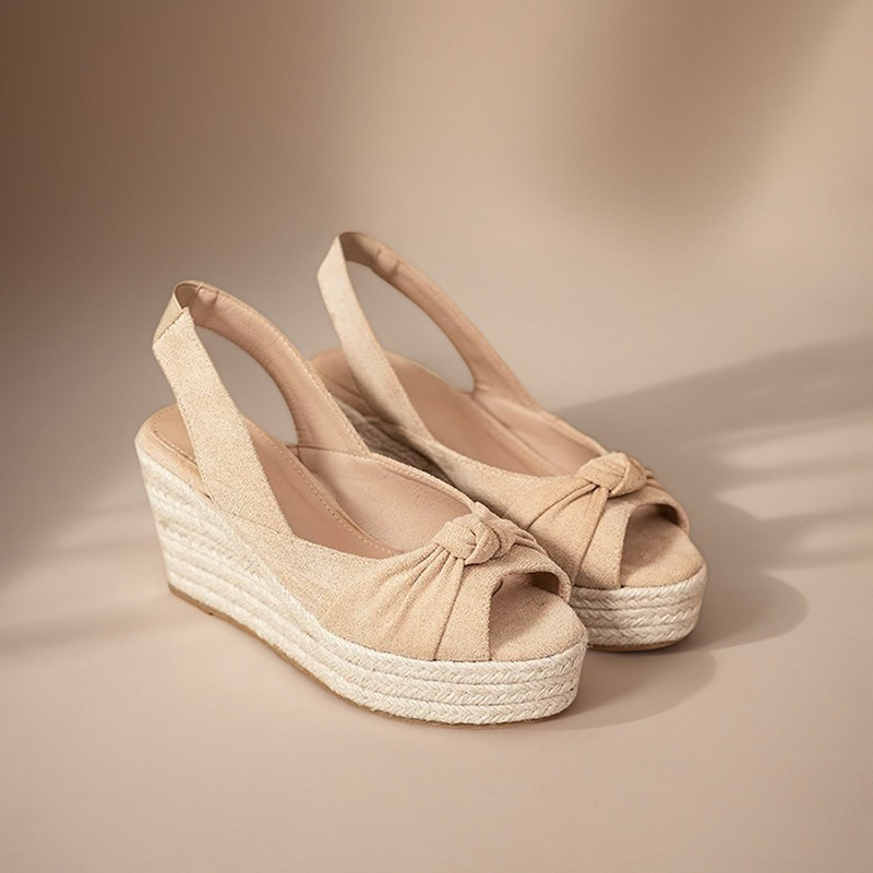 LIHUAMAO beige espadrille peep - огляд і ціна Espadrille Wedge Shoes
