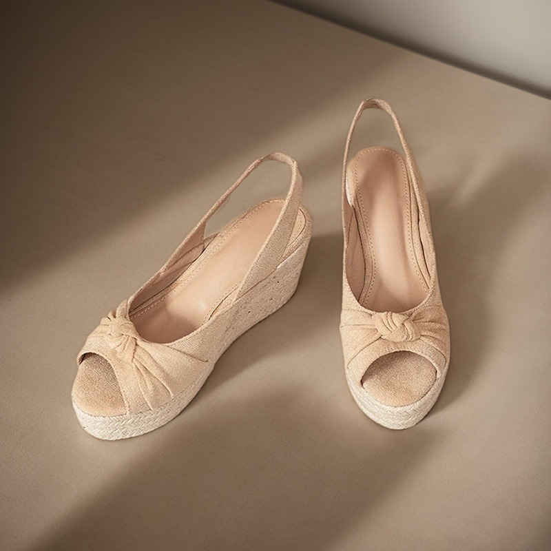 LIHUAMAO beige espadrille peep - огляд і ціна Espadrille Wedge Shoes