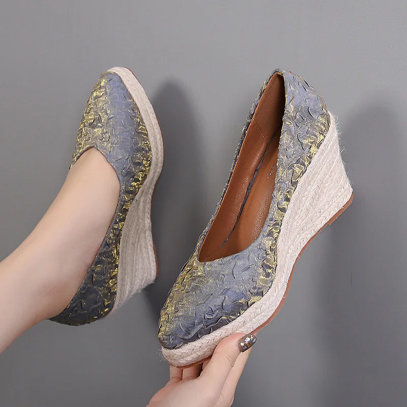 8cm Size 34-42 Breathable Comf - огляд і ціна Espadrille Wedge Shoes
