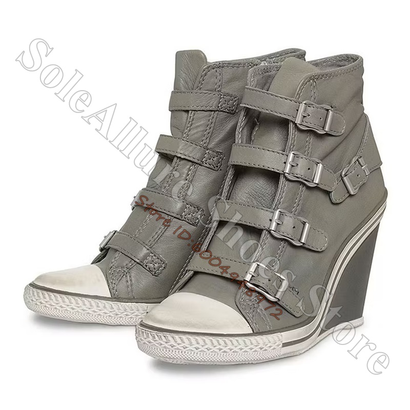 Grey Multi Buckle High Top Wed - огляд і ціна Women'S Shoes Com