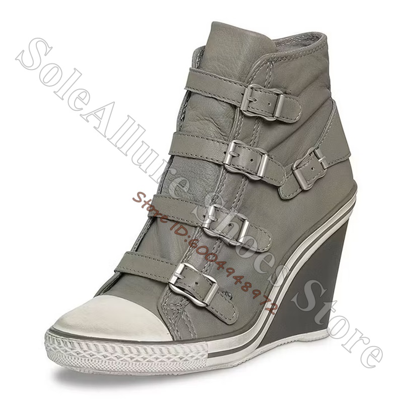 Grey Multi Buckle High Top Wed - огляд і ціна Women'S Shoes Com